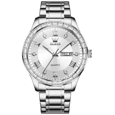 OLEVS 9906 Quartz Men's Watch Classic Fashion Men's Business Waterproof Stainless Steel Diamond dial Top Luxury Brand Men Watch